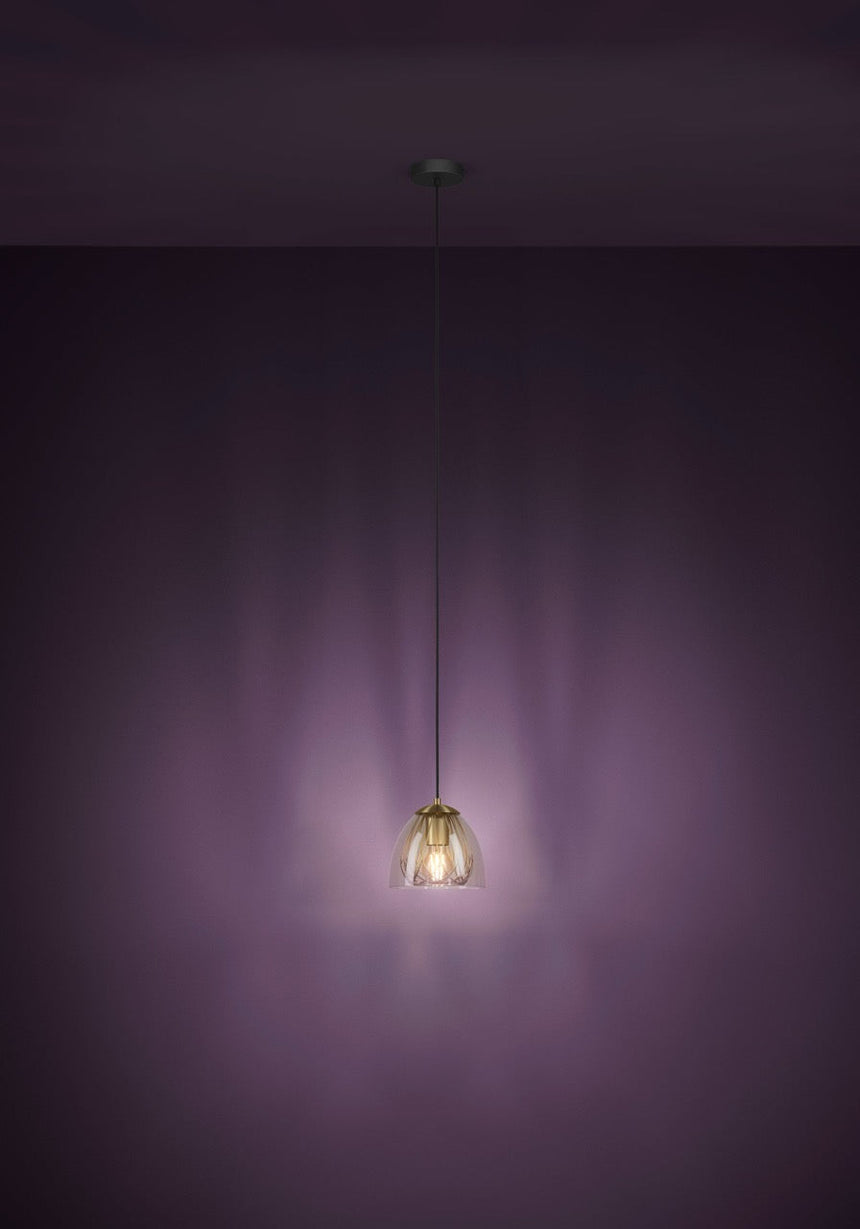 EGLO Jazminia Lámpara de techo colgante acero vidrio negrolatón claro 390037