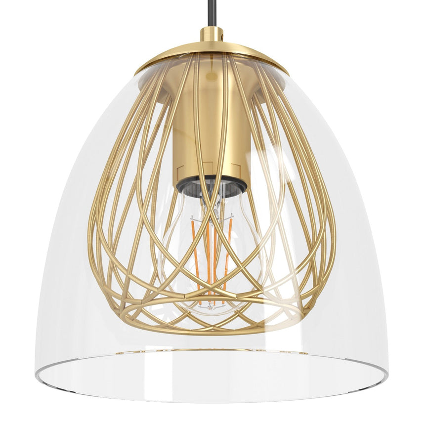 EGLO Jazminia Lámpara de techo colgante acero vidrio negrolatón claro 390038