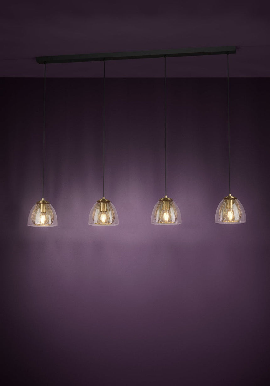 EGLO Jazminia Lámpara de techo colgante acero vidrio negrolatón claro 390038