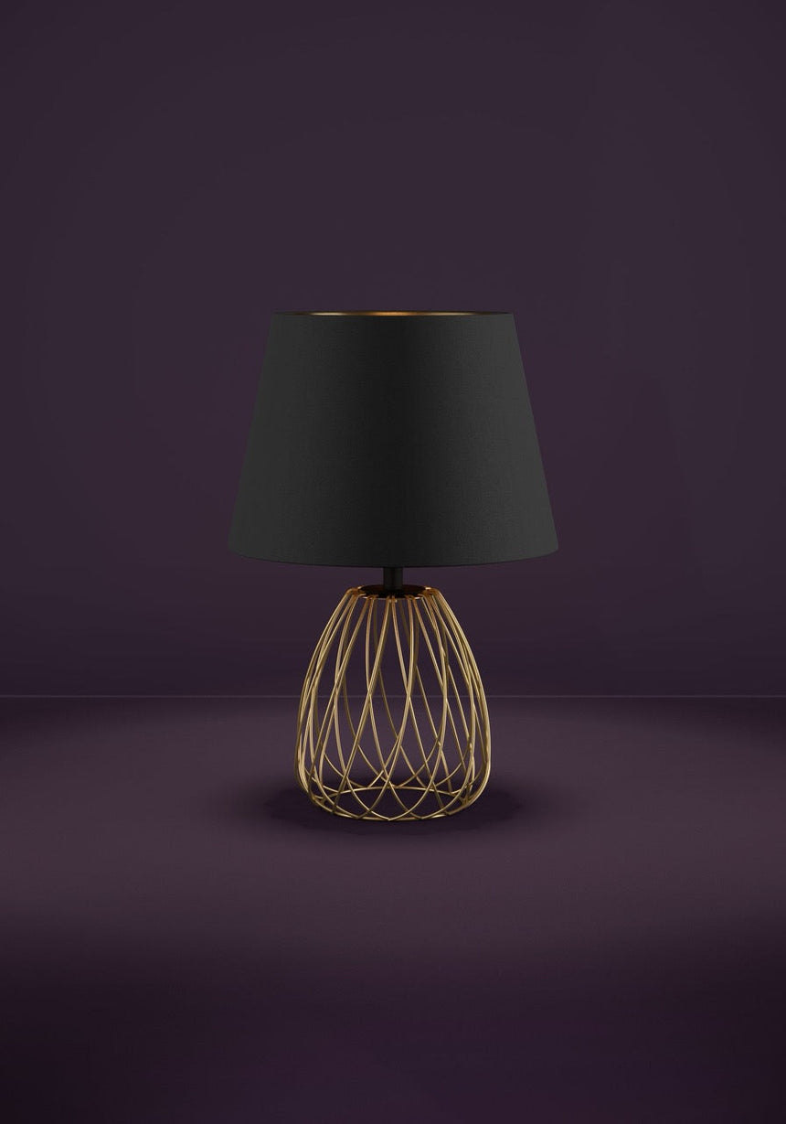 EGLO Jazminia Lámpara sobremesa acero textil latónnegro negrolatón 390039