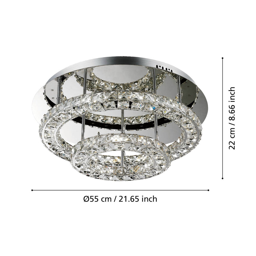 EGLO Toneria Plafón LED acero inoxidable cristal cromo claro 39003