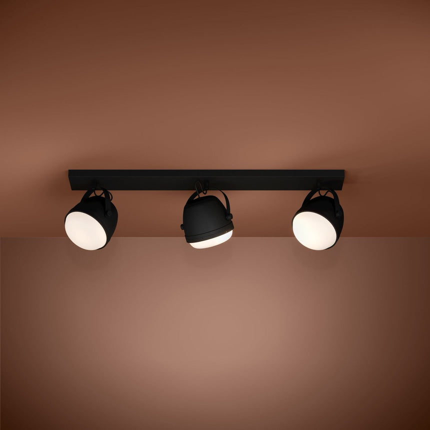 EGLO Upanema Plafón acero vidrio grabado negro blanco 390045