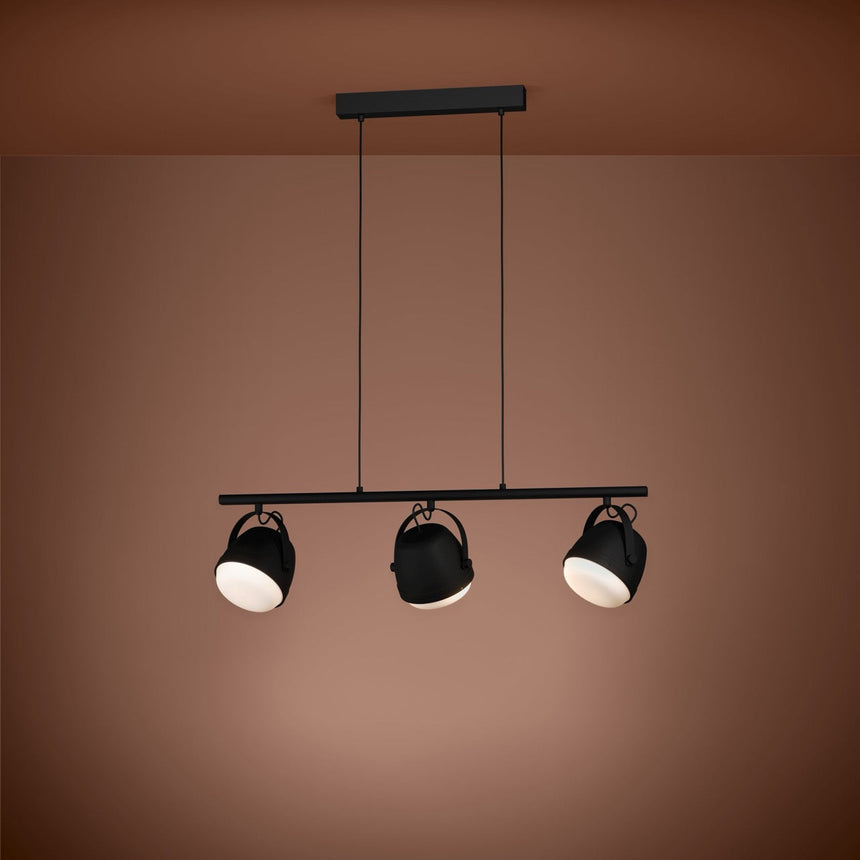 EGLO Upanema Lámpara de techo colgante acero vidrio grabado negro blanco 390046