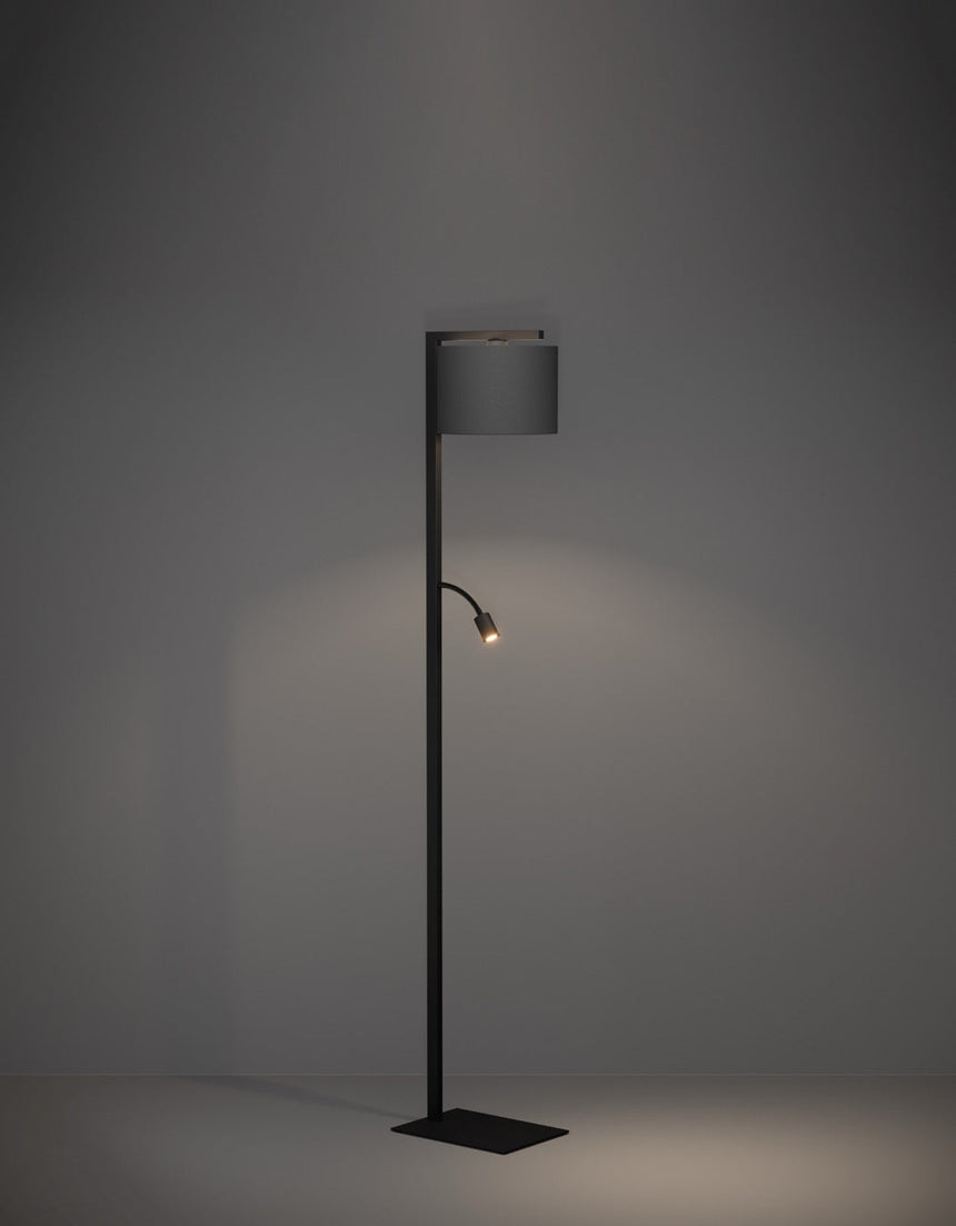 EGLO Foligno Lámpara de pie LED 2 luces acero textil negro negro 390068