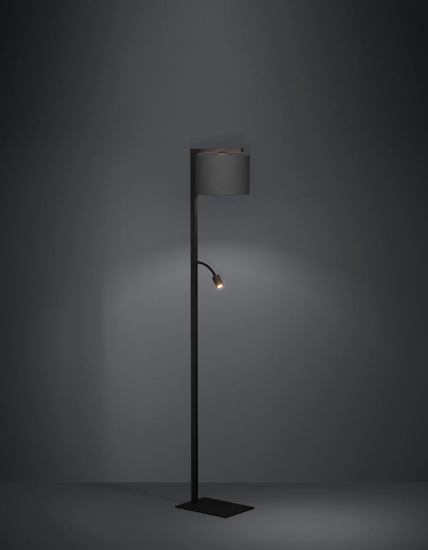 EGLO Foligno Lámpara de pie LED 2 luces acero textil negro negro 390068