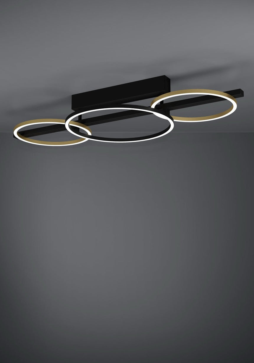 EGLO Lanacera Plafón LED regulable 2 luces aceroaluminio plástico negrooro blanco 390086