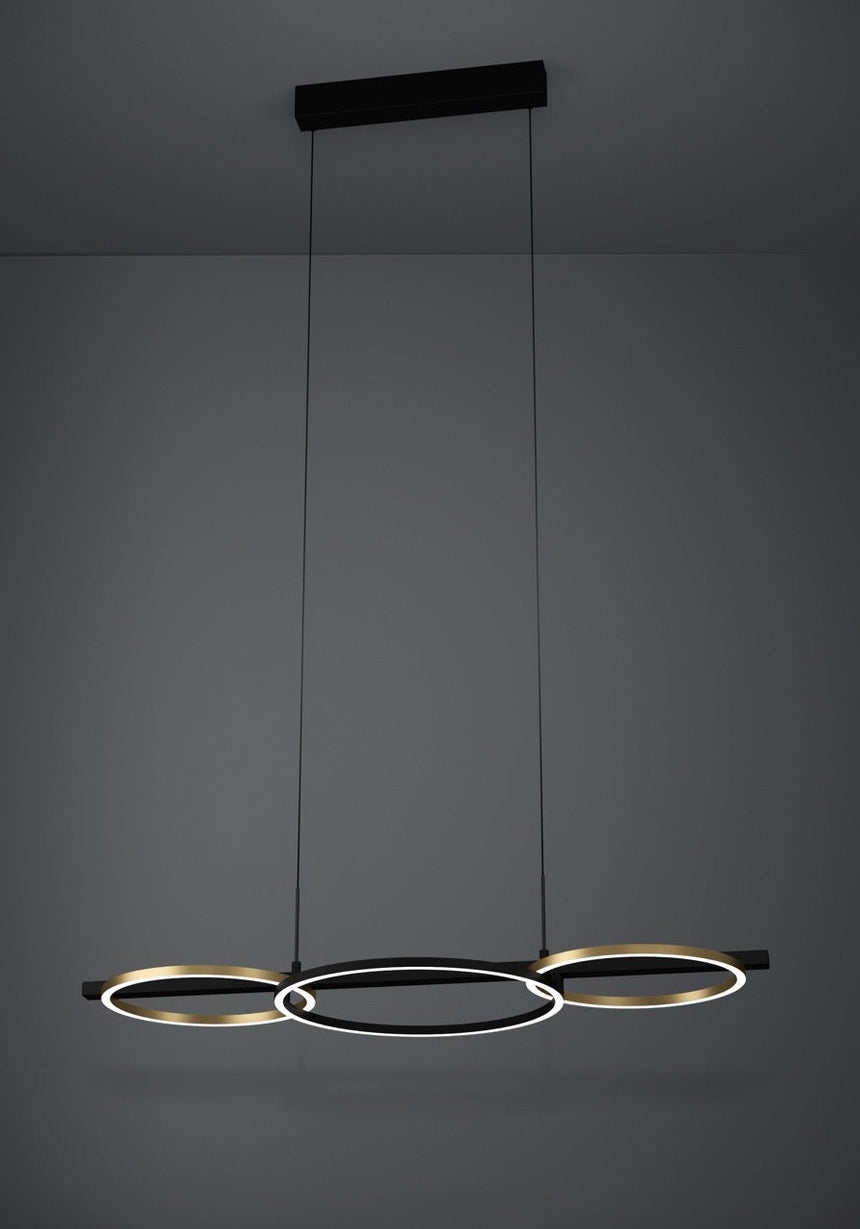 EGLO Lanacera Lámpara de techo colgante LED regulable 2 luces aceroaluminio plástico negrooro blanco 390087