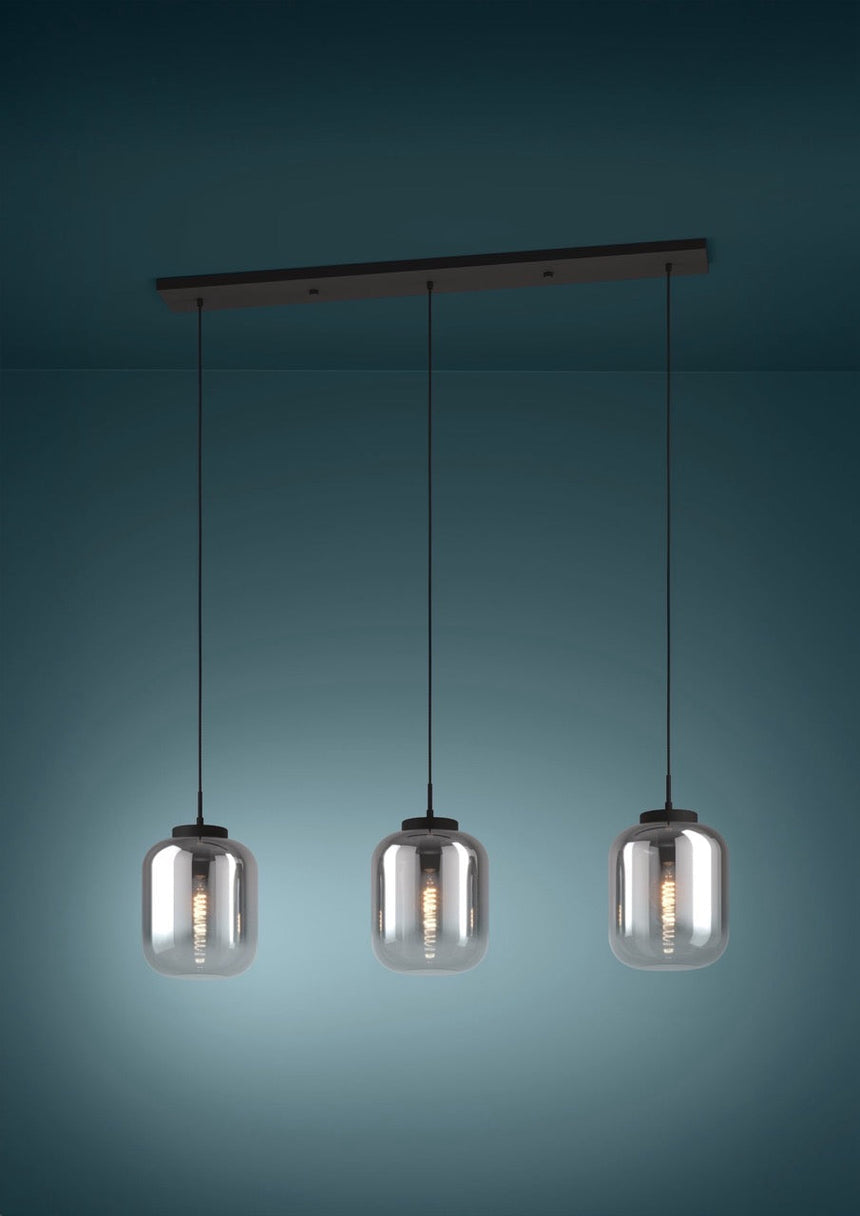 EGLO Bulciago Lámpara de techo colgante acero vidrio vaporizado negro negro transparente 390104