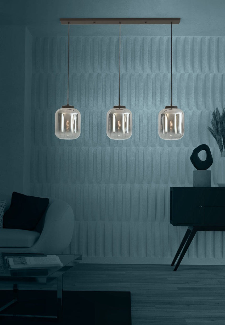 EGLO Bulciago Lámpara de techo colgante acero vidrio vaporizado negro negro transparente 390104