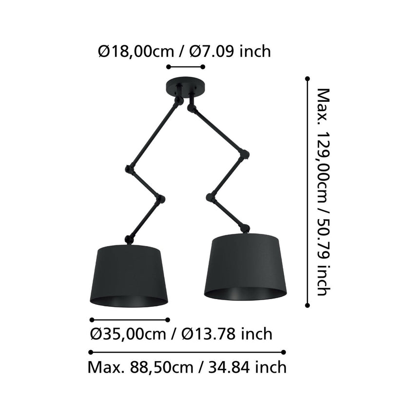 EGLO Pistunio Plafón acero textil negro negro 390113