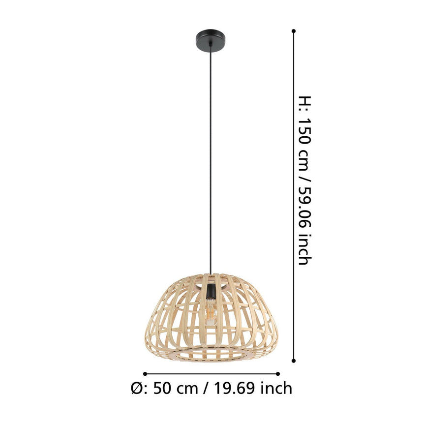 EGLO Montezuelo Lámpara de techo colgante acero madera negro naturaleza 390151