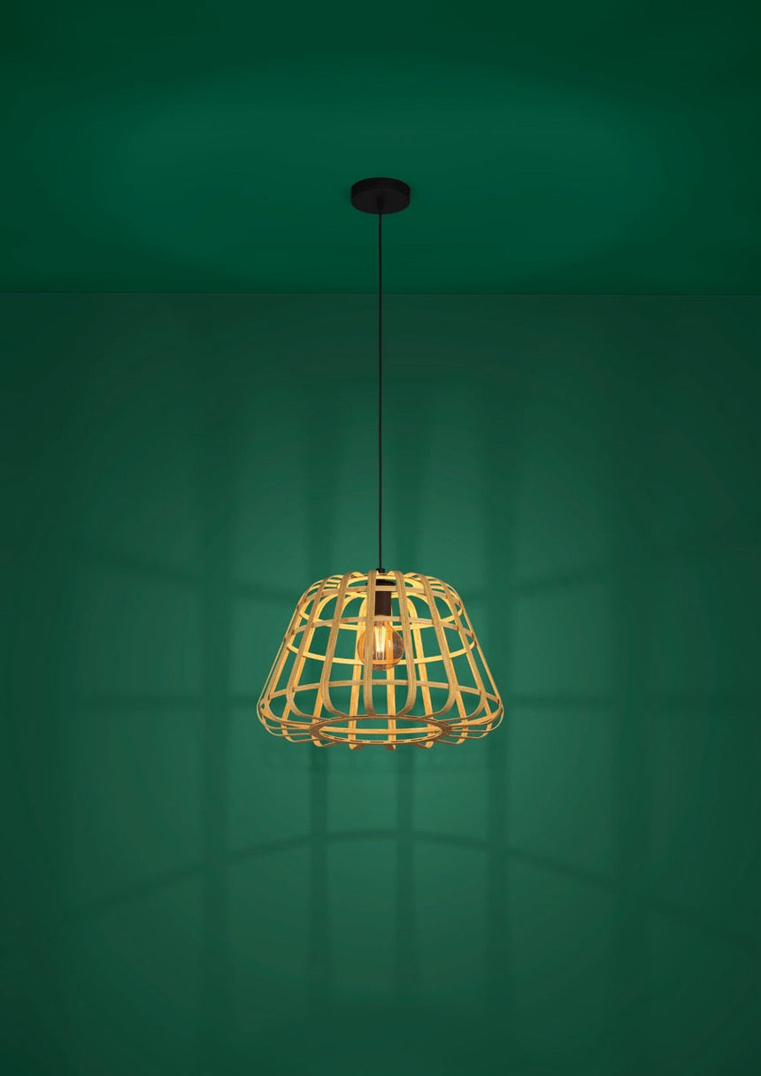 EGLO Montezuelo Lámpara de techo colgante acero madera negro naturaleza 390151