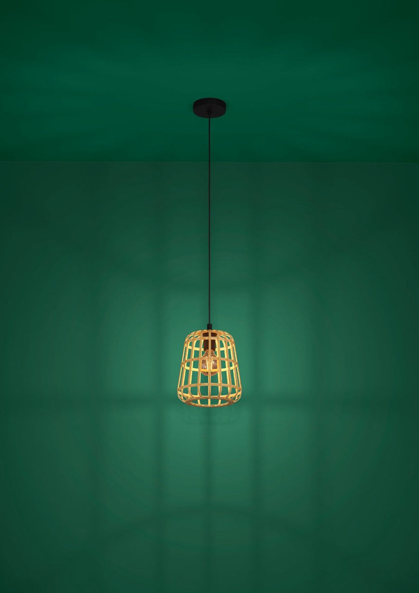 EGLO Montezuelo Lámpara de techo colgante acero madera negro naturaleza 390152