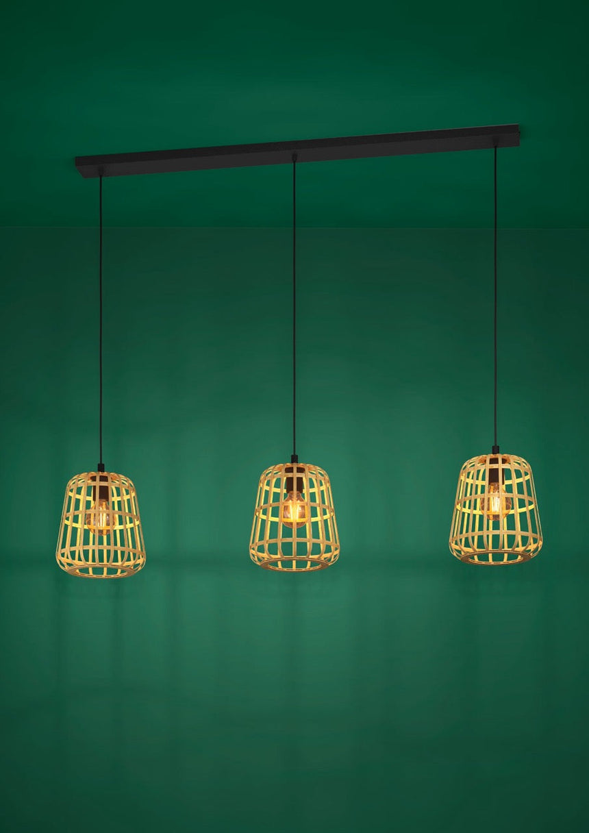 EGLO Montezuelo Lámpara de techo colgante acero madera negro naturaleza 390153