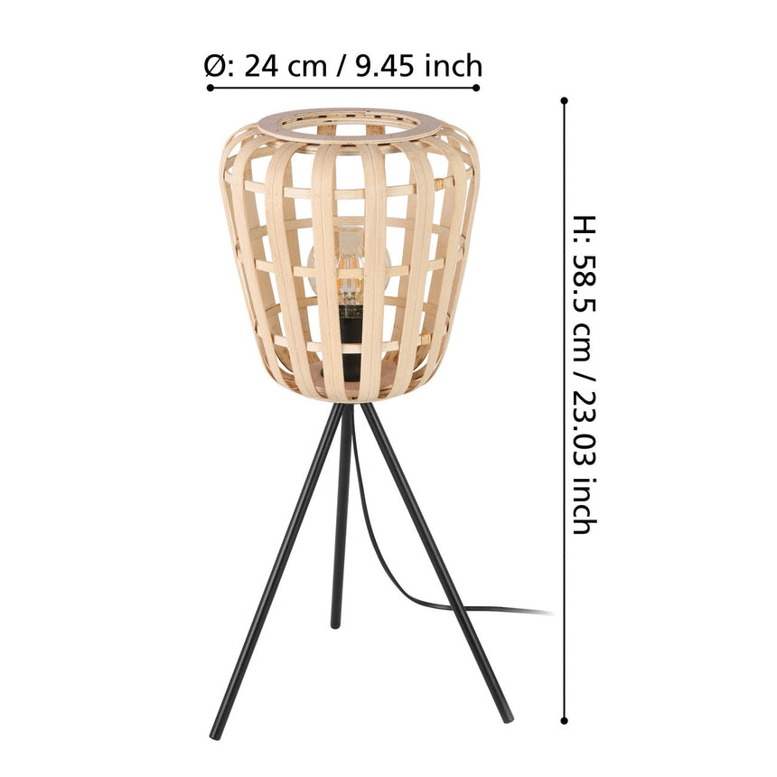 EGLO Montezuelo Lámpara sobremesa acero madera negro naturaleza 390154
