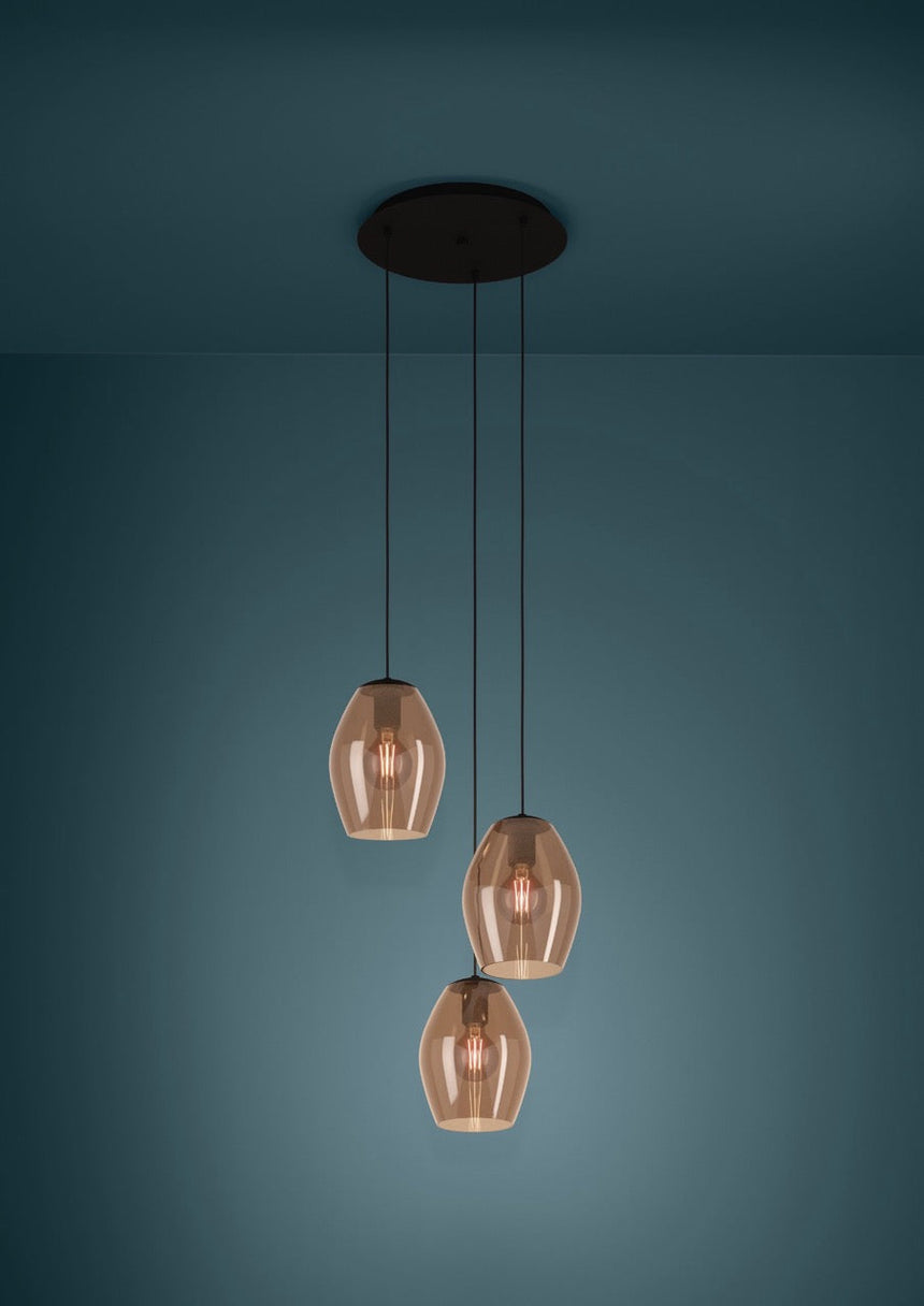 EGLO Estanys 1 Lámpara de techo colgante acero vidrio negro - 390161