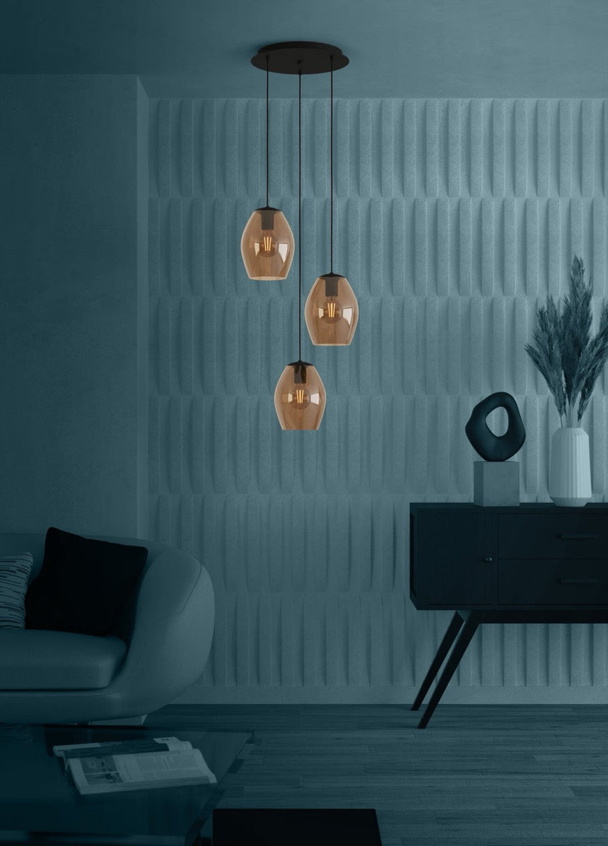 EGLO Estanys 1 Lámpara de techo colgante acero vidrio negro - 390161