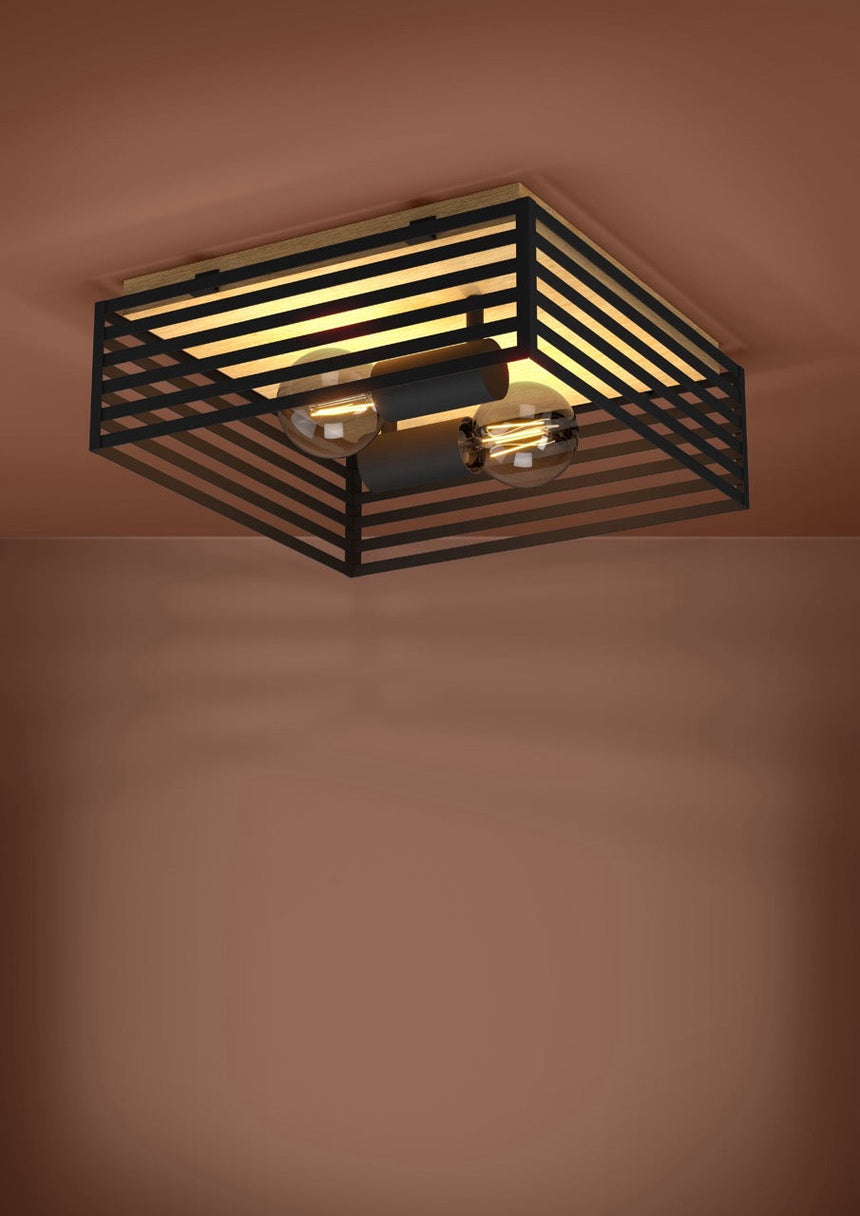 EGLO Cidraz Plafón aceromadera negrocafé 390163