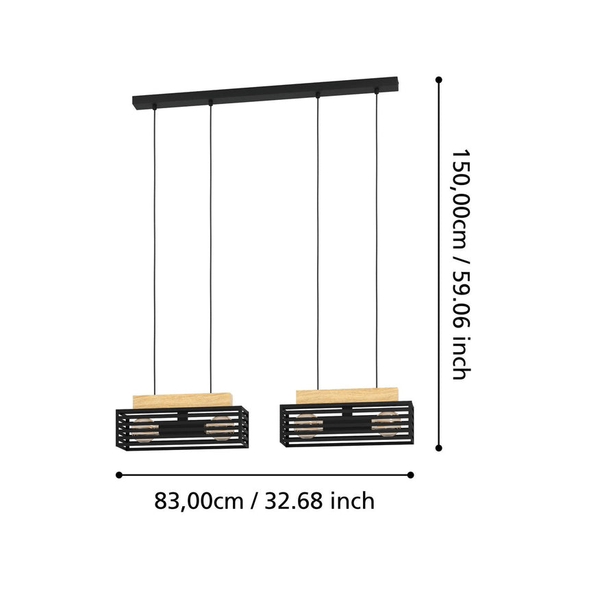 EGLO Cidraz Lámpara de techo colgante aceromadera negrocafé 390164