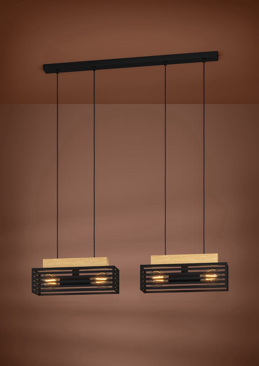 EGLO Cidraz Lámpara de techo colgante aceromadera negrocafé 390164