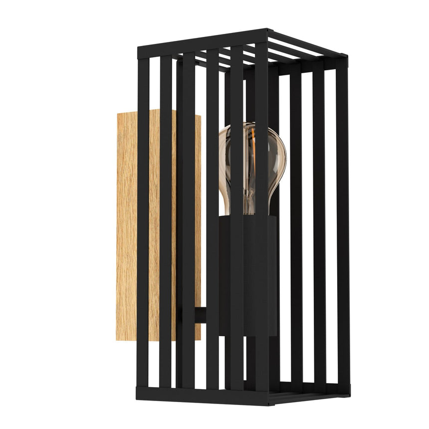 EGLO Cidraz Lámpara de pared aceromadera negrocafé 390165