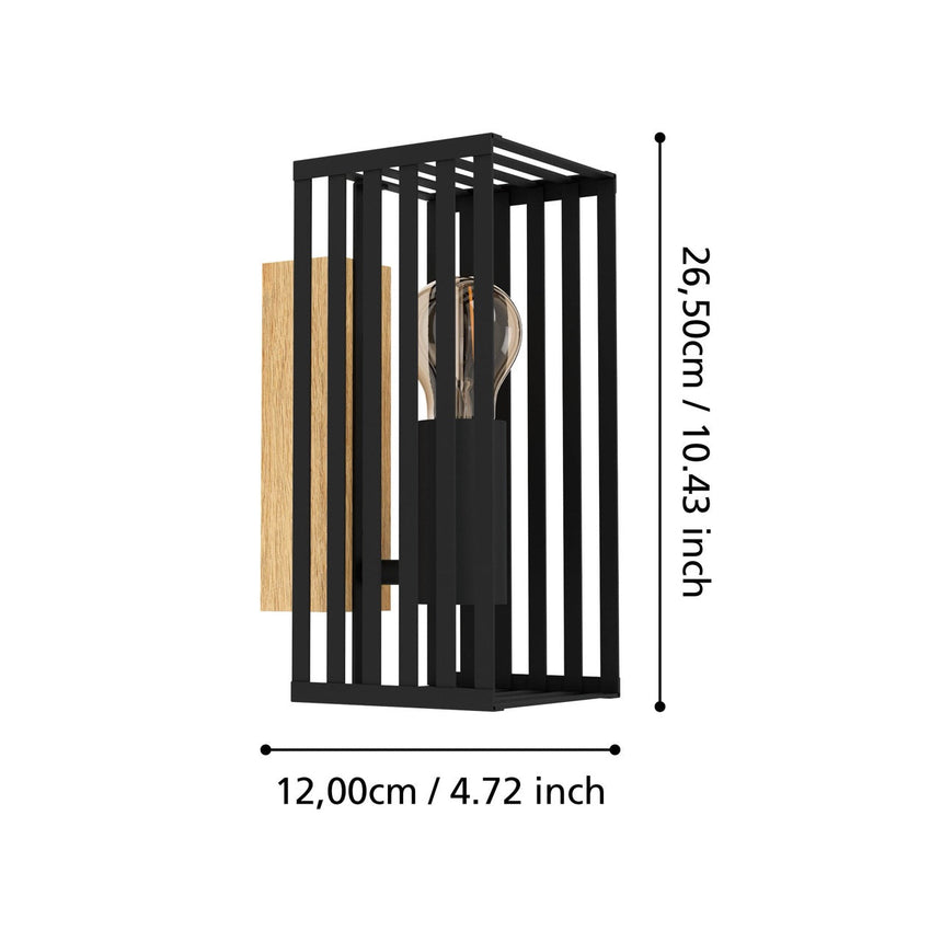 EGLO Cidraz Lámpara de pared aceromadera negrocafé 390165