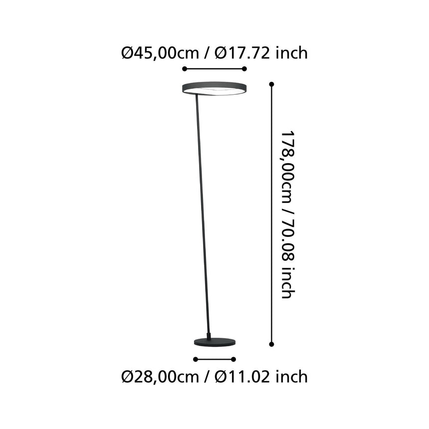 EGLO Caredara Lámpara de pie LED regulable aluminioacero plástico negro blanco 390167