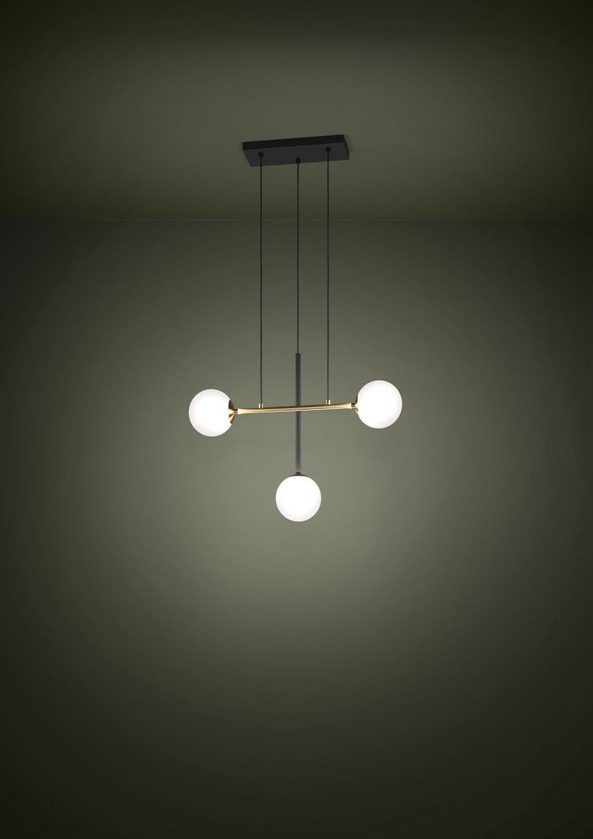 EGLO Paz Lámpara de techo colgante acero vidrio opalino mate negrolatón cepillado blanco 390177