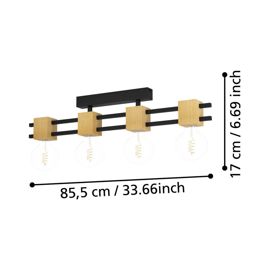 EGLO Levantara Plafón aceromadera negrocafé 390189