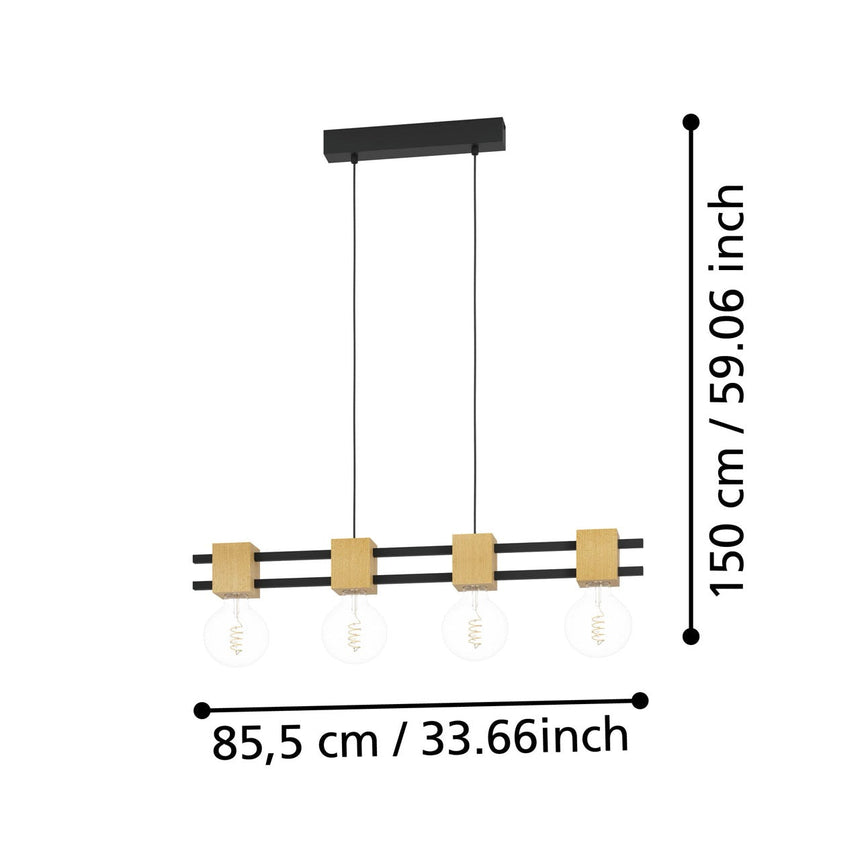 EGLO Levantara Lámpara de techo colgante aceromadera negrocafé 390191