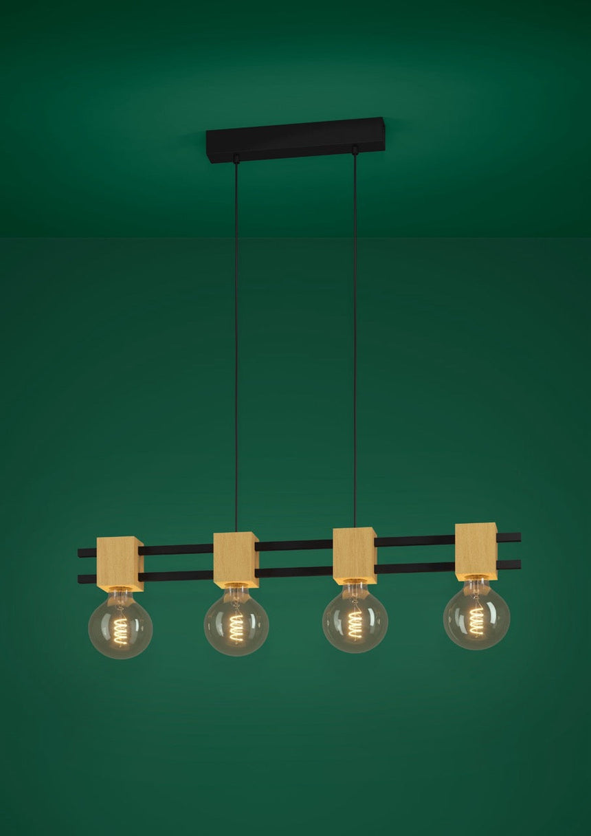 EGLO Levantara Lámpara de techo colgante aceromadera negrocafé 390191