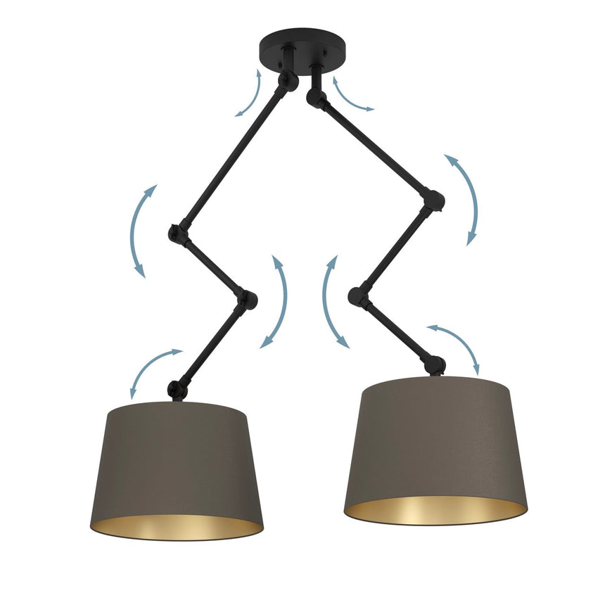 EGLO Pistunio Plafón acero textil negro cappuccinolatón 390199