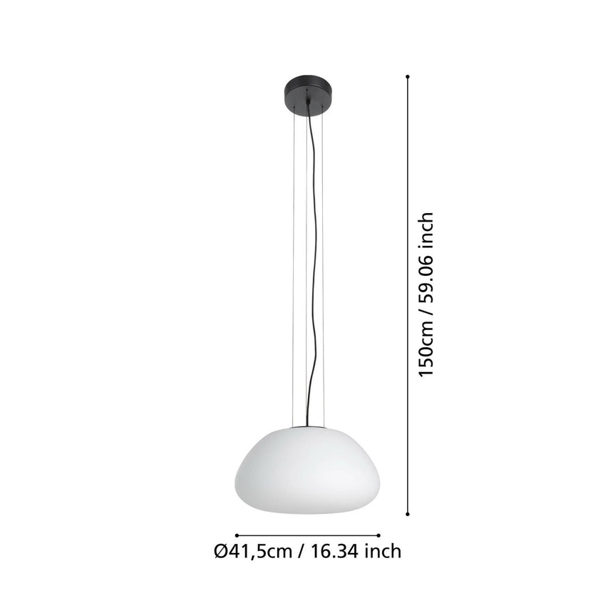 EGLO Balmes Lámpara de techo colgante acero vidrio opalino mate negro blanco 390201