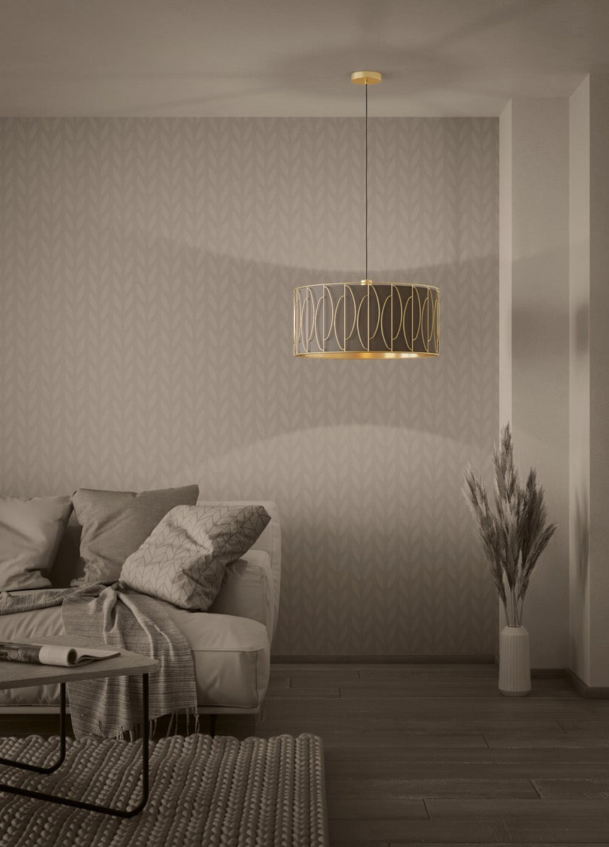 EGLO Corojal Lámpara de techo colgante acero textil dorado cappuccinolatón 390206