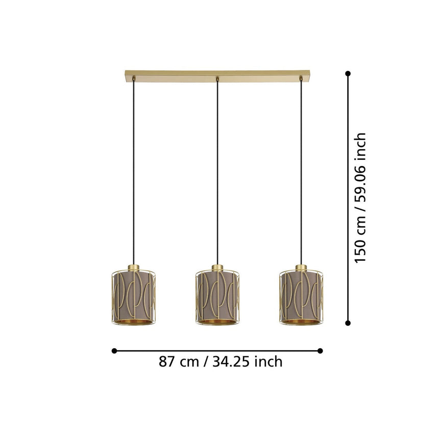 EGLO Corojal Lámpara de techo colgante acero textil dorado cappuccinolatón 390207