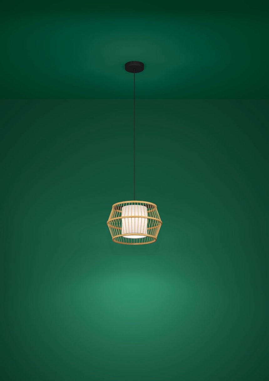 EGLO Monterroso Lámpara de techo colgante acero maderatela negro naturalezablanco 390233