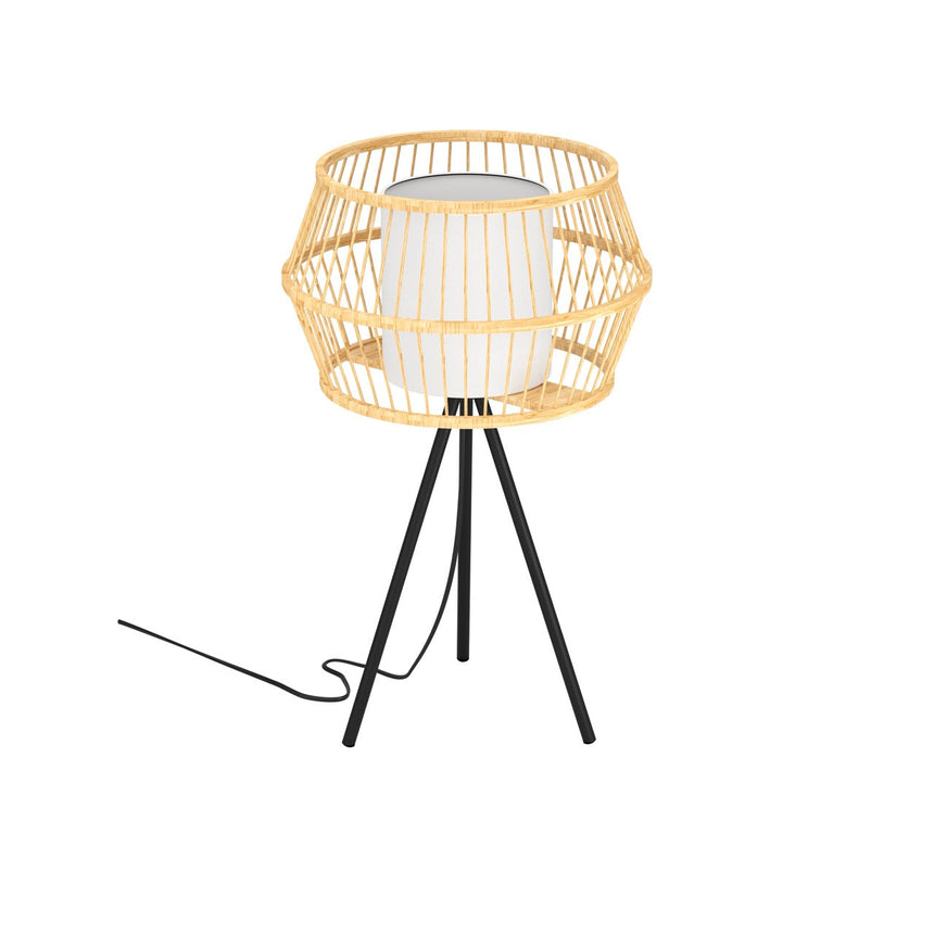 EGLO Monterroso Lámpara sobremesa acero maderatela negro naturalezablanco 390235