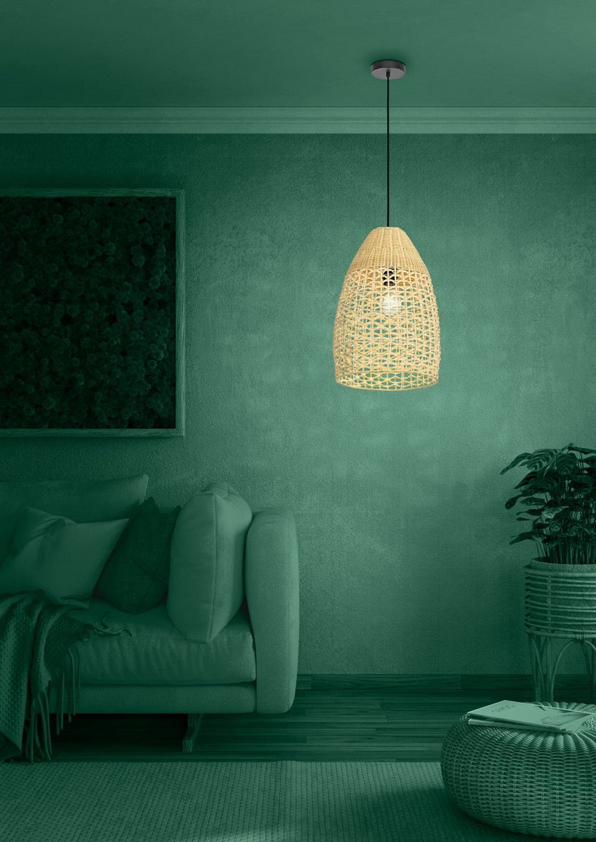 EGLO Sambucona Lámpara de techo colgante acero madera negro naturaleza 390237