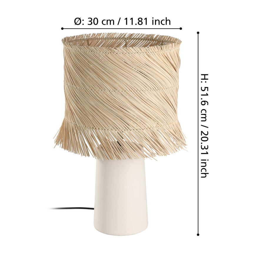 EGLO Paisano Lámpara sobremesa cerámica rattan beige naturaleza 390239