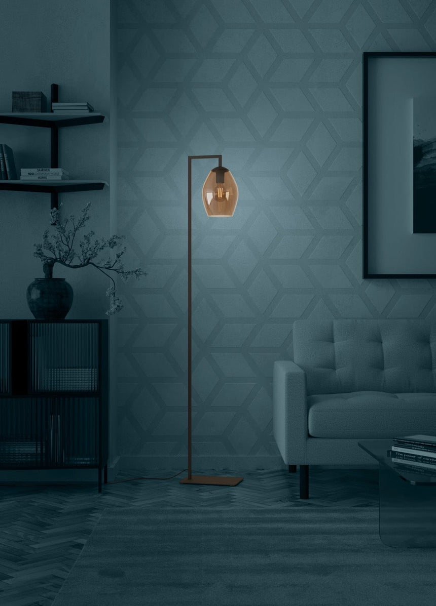 EGLO Estanys 1 Lámpara de pie acero vidrio negro - 390255