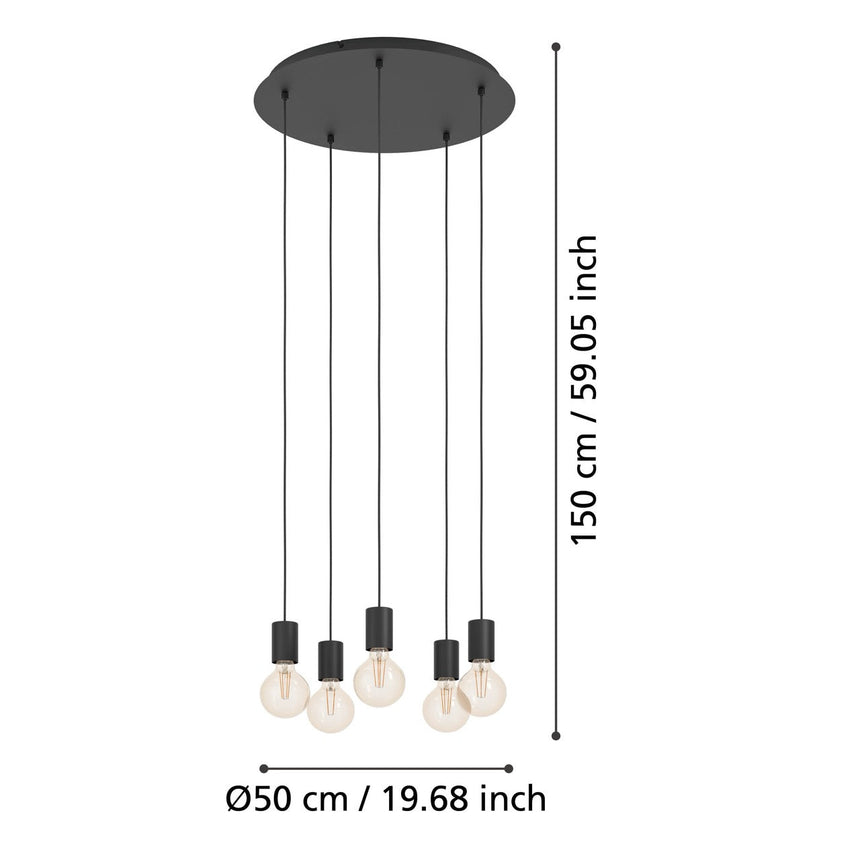 EGLO Huebro Lámpara de techo colgante acero negro 390267