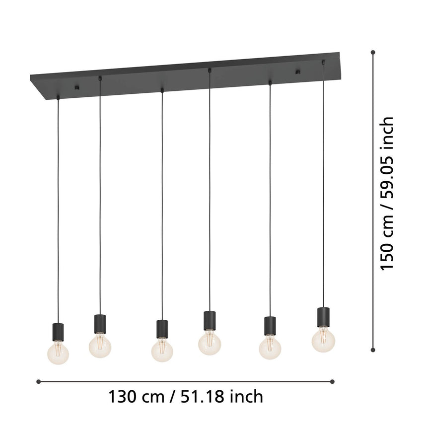 EGLO Huebro Lámpara de techo colgante acero negro 390268