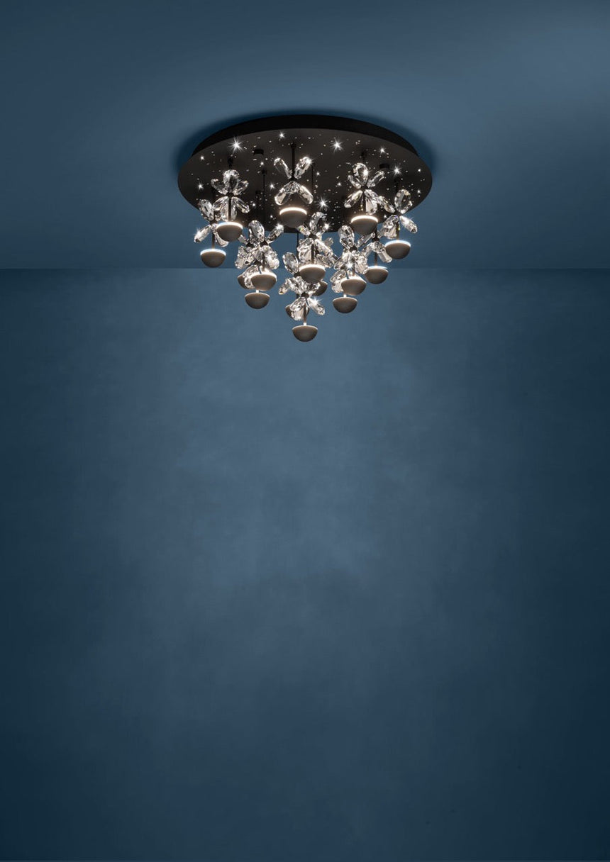 EGLO Pianopoli 2 Plafón LED regulable acero cristal negro claro 390275