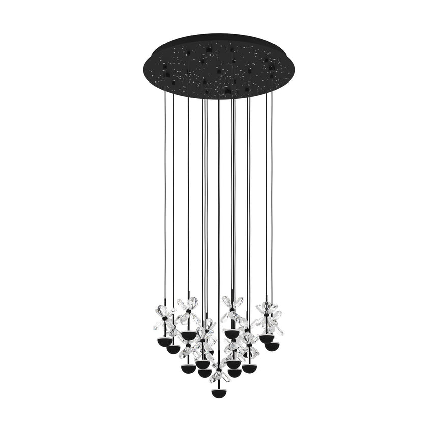 EGLO Pianopoli 2 Lámpara de techo colgante LED regulable acero cristal negro claro 390277