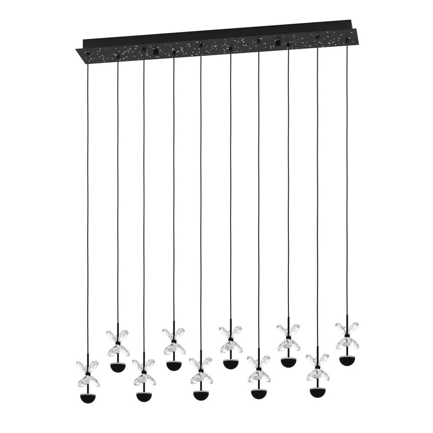 EGLO Pianopoli 2 Lámpara de techo colgante LED regulable acero cristal negro claro 390278