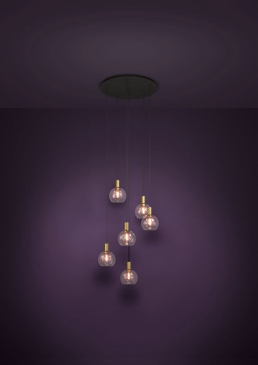 EGLO Terque Lámpara de techo colgante LED regulable acero vidrio negrolatón cepillado claro 390279