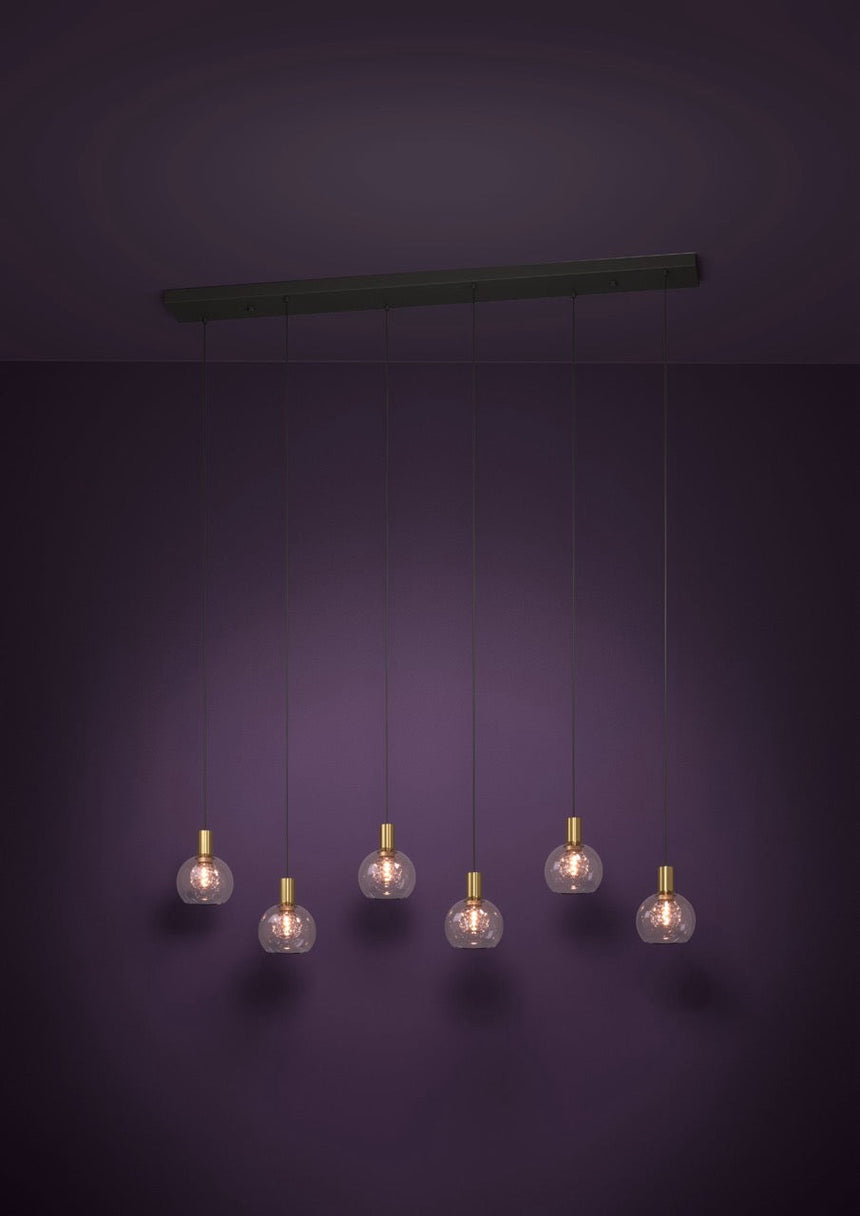 EGLO Terque Lámpara de techo colgante LED regulable acero vidrio negrolatón cepillado claro 390281