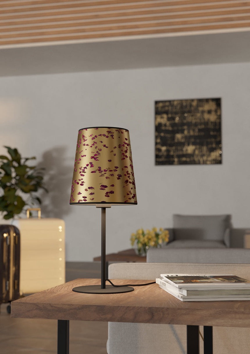 EGLO Castuera Lámpara sobremesa acero papel con pétalos de rosa negro doradorosado 390294