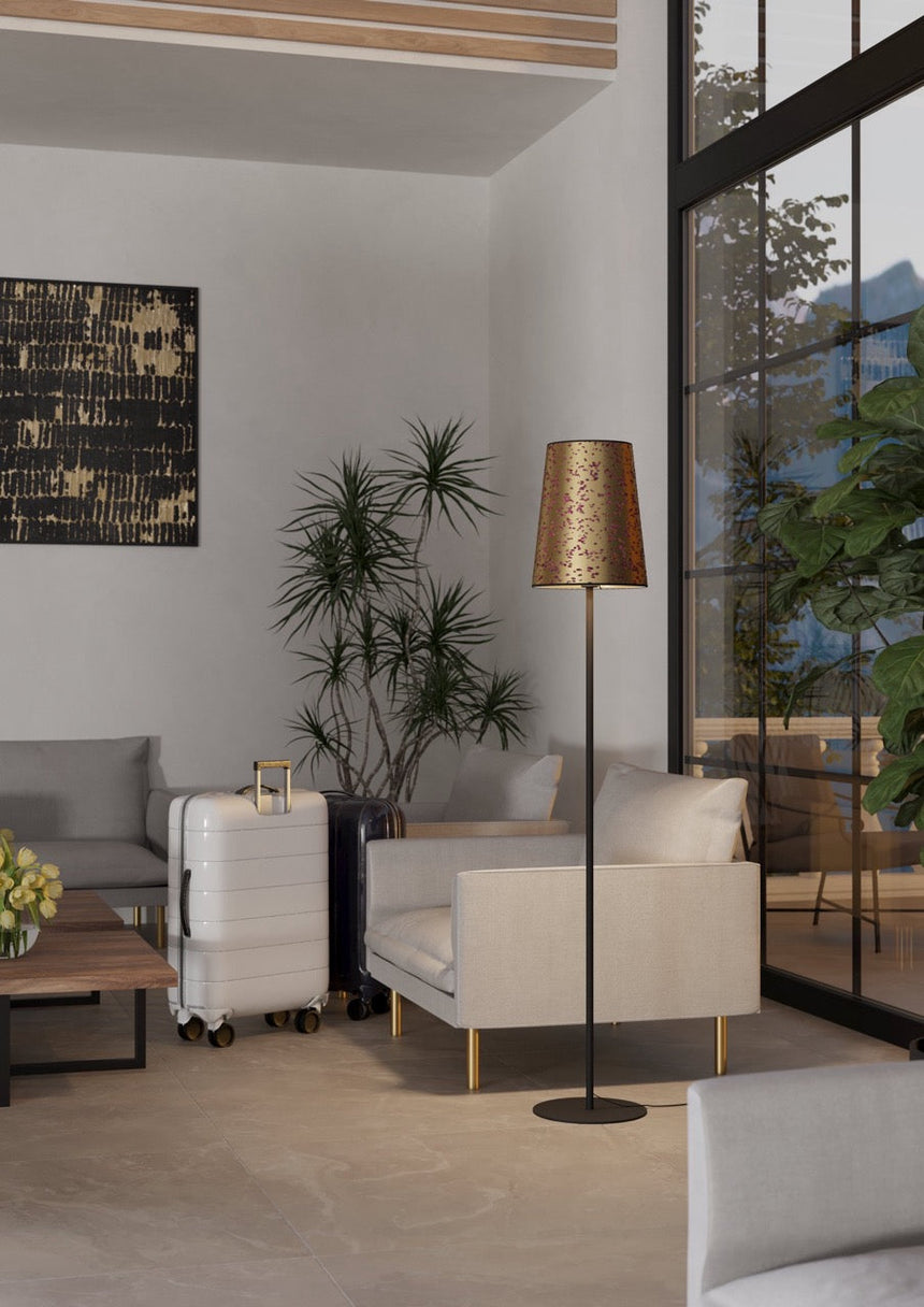 EGLO Castuera Lámpara de pie acero papel con pétalos de rosa negro doradorosado 390295