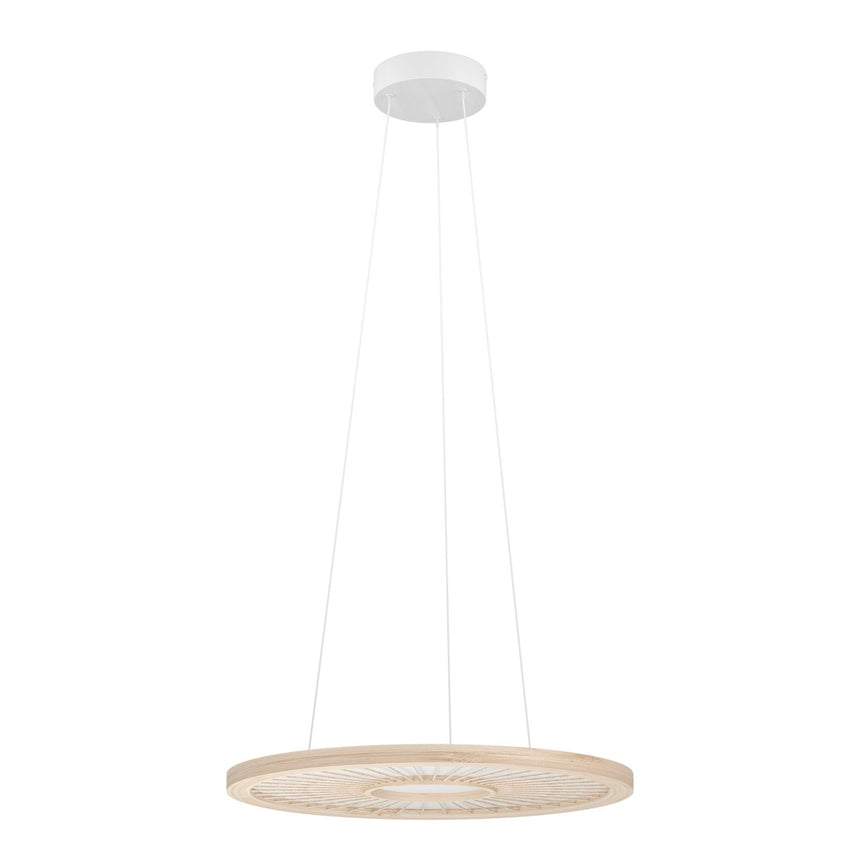 EGLO Dehesa Lámpara de techo colgante LED regulable aluminioacero madera blanco naturaleza 390297